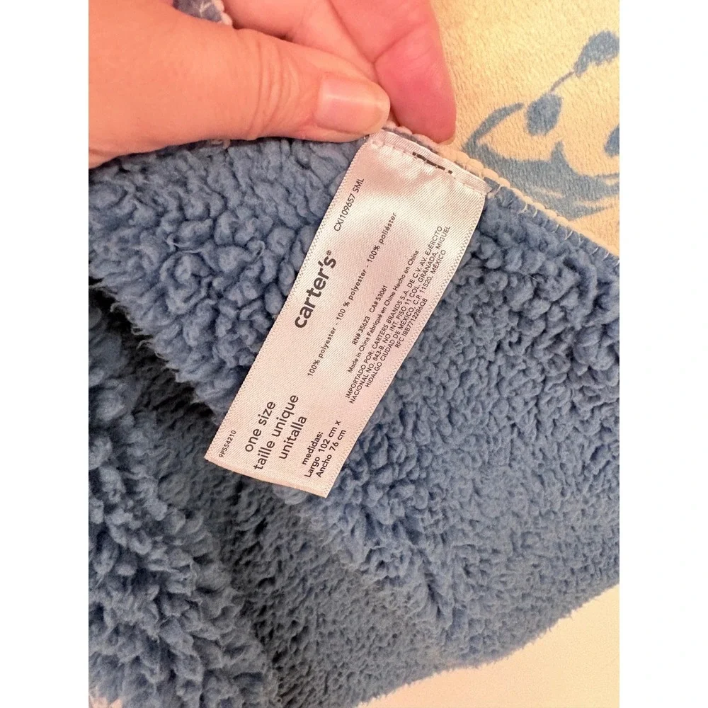 Baby Blanket Panda Sherpa Carters Blue Cream Lovey Replacement Sherpa Nursery